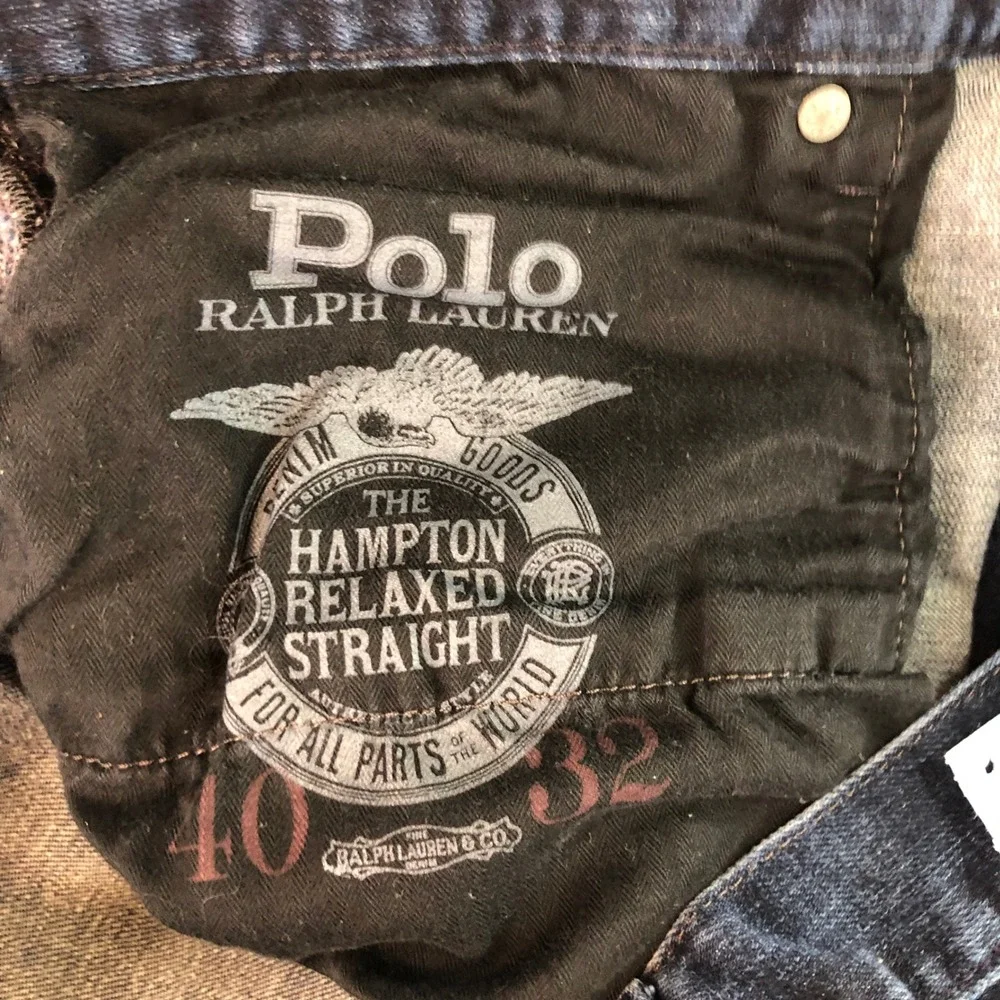 Polo Ralph Lauren Hampton Relaxed Straight Jeans Mens 40x32 Dark Blue Wash Denim